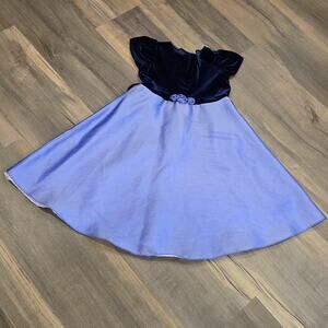Girls Irridescent Purple‎ Blue Party Formal Vtg Dress Ball Gown Short Sleeve 6X
